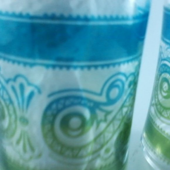 Vintage Two Libbey blue and green swirl design  Juice glasses - Picture 7 of 8